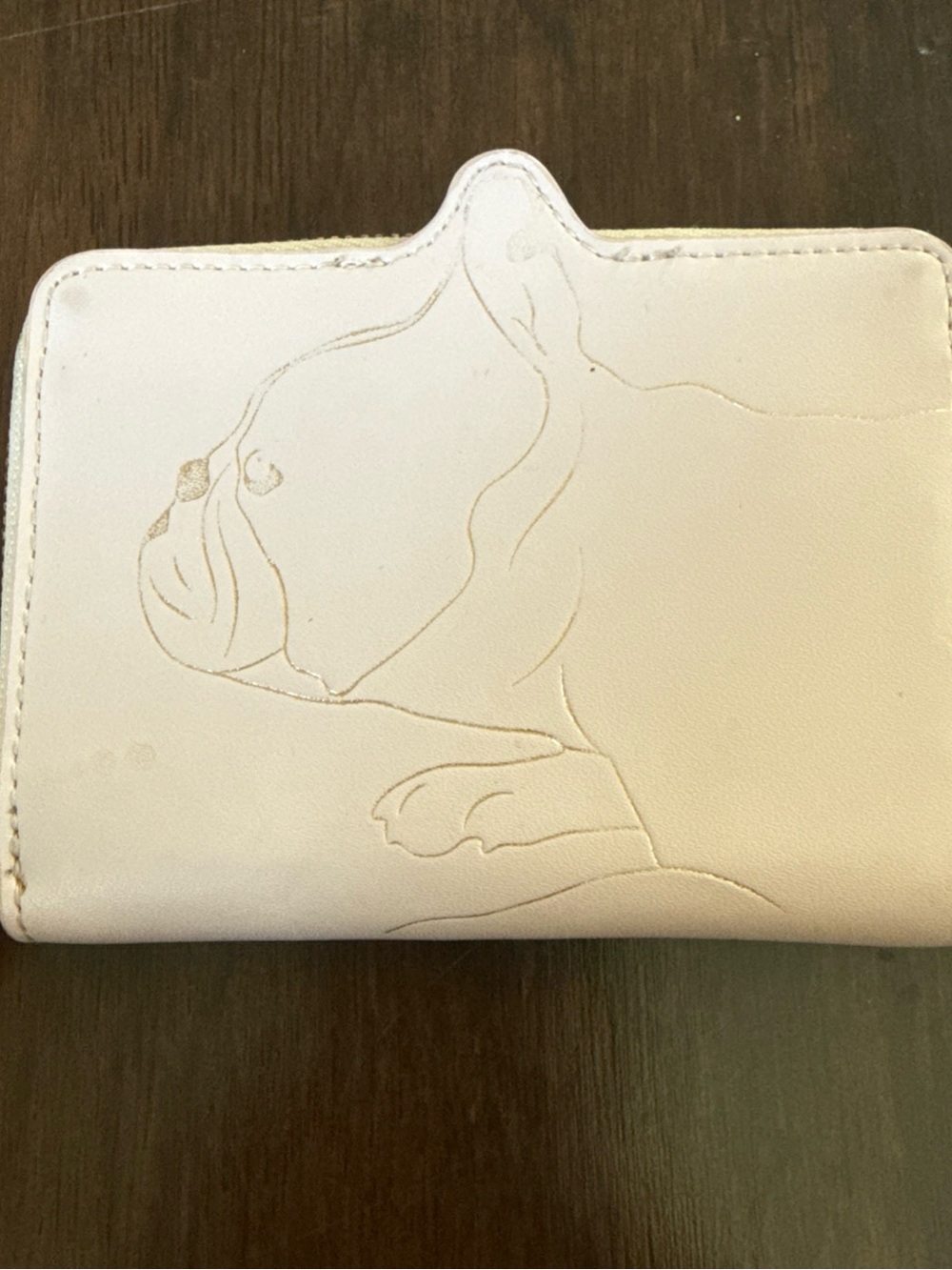 Ted Baker Gold French Bulldog Wallet in Light Pink